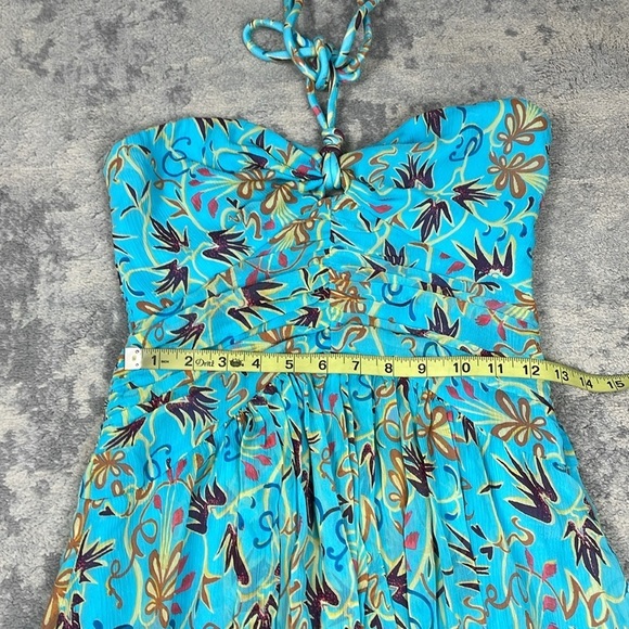 NWT ALC Violet Silk Halter Midi Dress Handkerchief Hem Grotto Floral Sz 8 - Picture 10 of 14